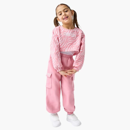 Kappa Printed Cropped Sweatshirt and Joggers Set