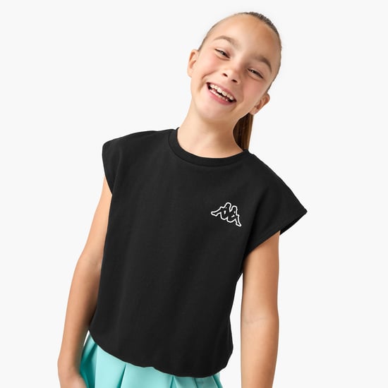 Kappa Logo Print Round Neck T-shirt with Extended Sleeves
