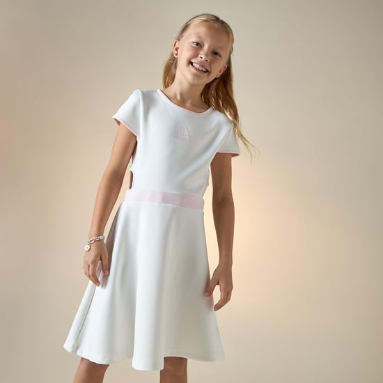 Kappa Logo Print Dress with Cut-Out Detail and Short Sleeves
