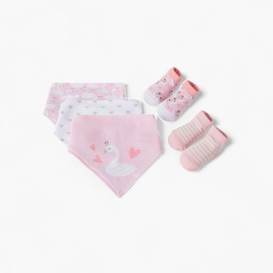 Juniors 5-Piece Printed Bib and Booties Set