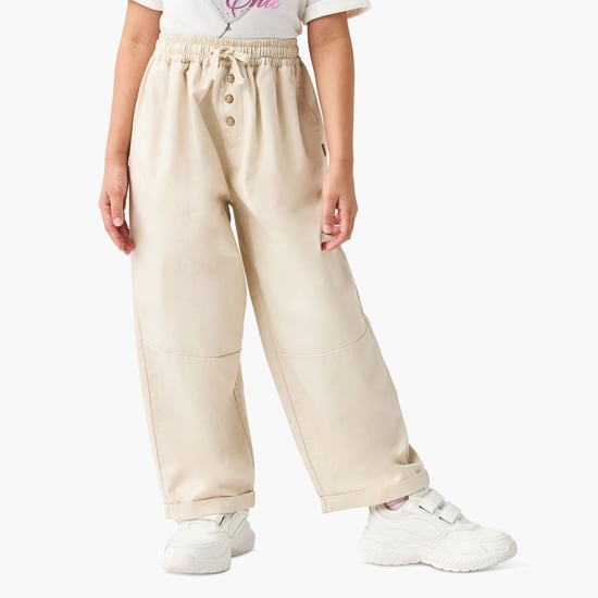 Juniors Solid Pants with Drawstring Closure and Pockets