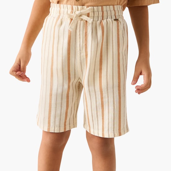 Juniors Striped Shorts with Elasticated Waistband and Pockets