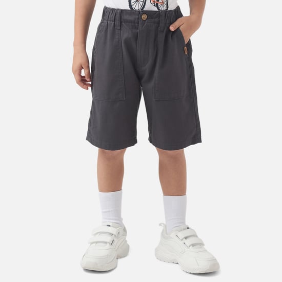 Juniors Solid Shorts with Button Closure and Pockets
