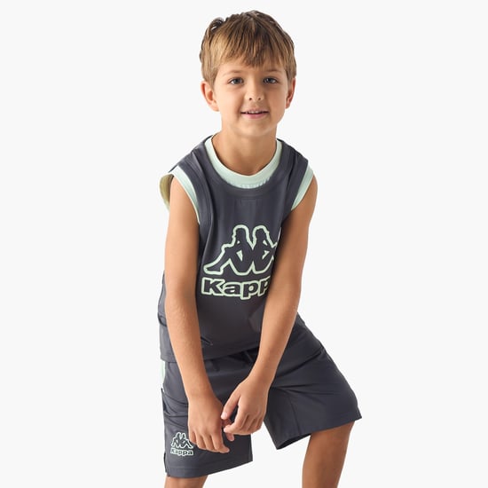 Kappa Logo Print Sleeveless T-shirt and Shorts Set