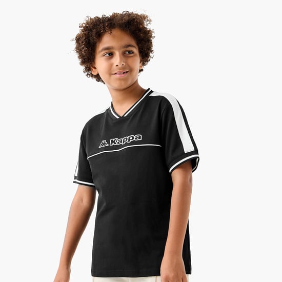 Kappa Logo Print V-neck T-shirt with Short Sleeves