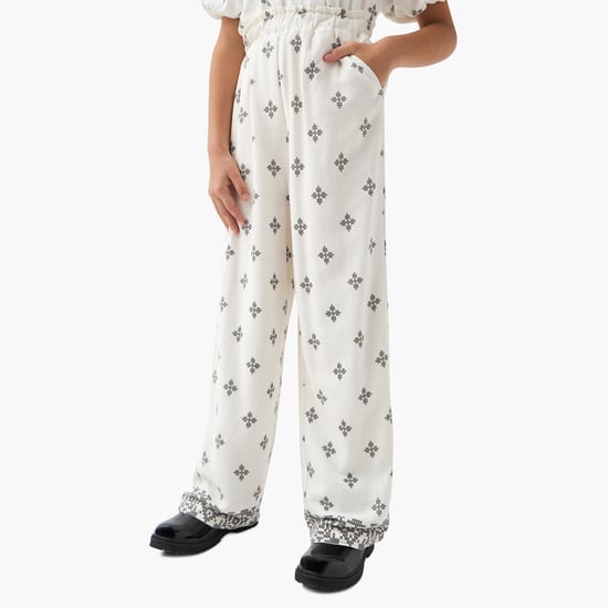 Juniors All-Over Print Pants with Elasticated Waistband and Pockets