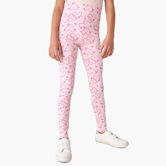 Juniors All-Over Heart Print Leggings