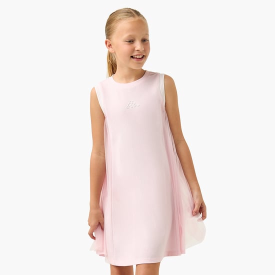 Kappa Logo Print Sleeveless T-shirt Dress with Round Neck
