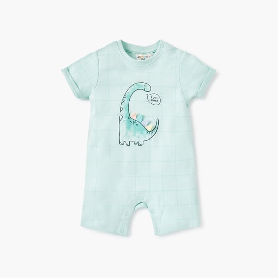 Juniors Dinosaur Print Romper with Button Closure