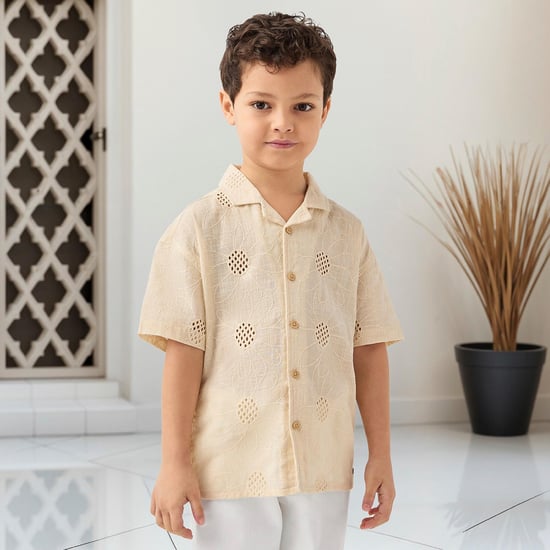 Juniors Embroidered Shirt with Short Sleeves