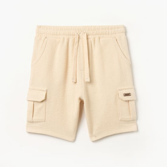 Giggles Textured Shorts with Drawstring Closure and Pockets