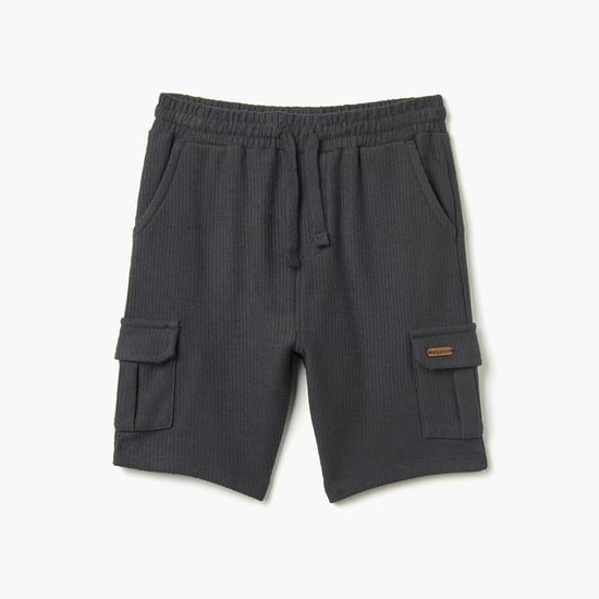 Giggles Textured Shorts with Drawstring Closure and Pockets