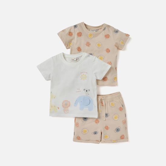 Juniors 3-Piece Animal Print T-shirt and Shorts Set
