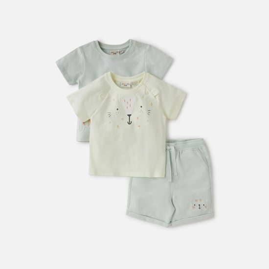 Juniors 3-Piece Embroidered T-shirt and Shorts Set