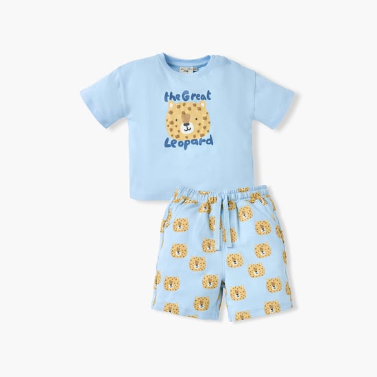 Juniors Leopard Print T-shirt and Shorts Set