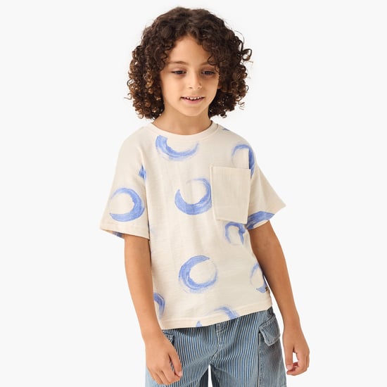 Juniors Eligo All-Over Print T-shirt with Pocket and Short Sleeves