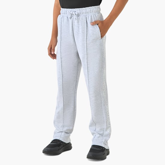 Kappa Solid Track Pants with Drawstring Closure and Pockets