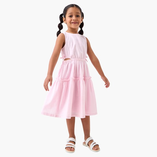 Juniors Cut Out Detail Tiered Sleeveless Dress