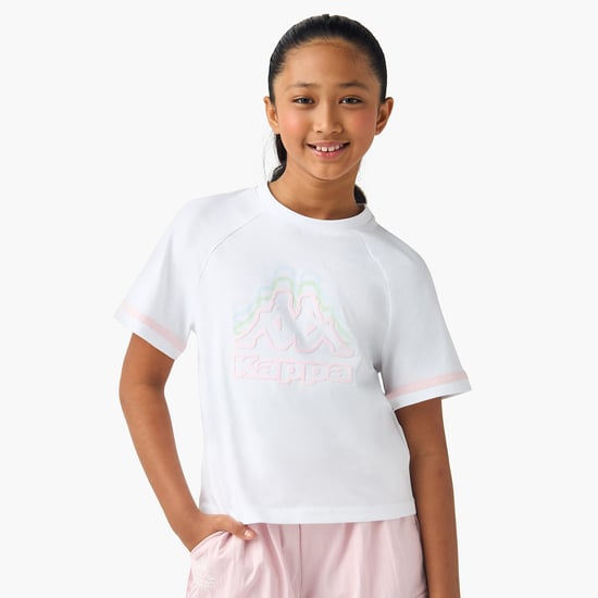 Kappa Logo Print Round Neck T-shirt with Short Sleeves