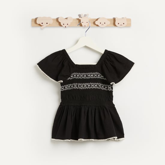 Juniors Embroidered Peplum Top
