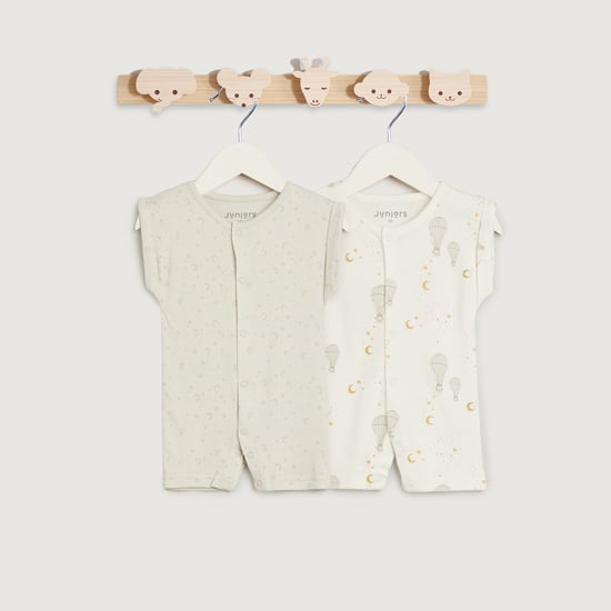 Juniors Moon and Stars Print Short Sleeves Romper - Set of 2