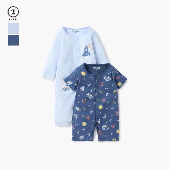 Juniors Space Print Sleepsuit and Romper with Snap Button Closure