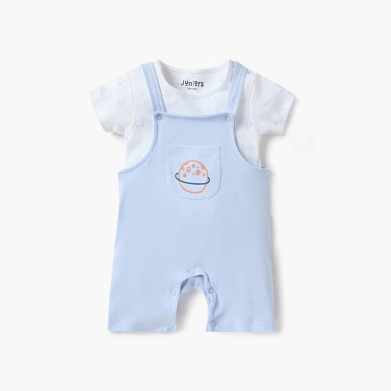 Juniors Printed T-shirt and Dungaree Set