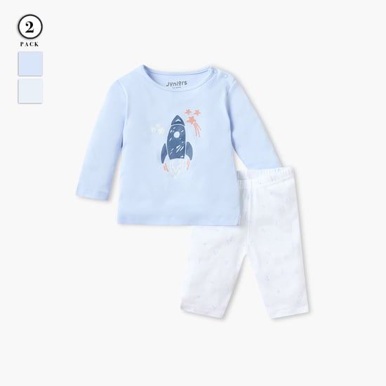 Juniors Rocket Print Long Sleeves T-shirt and Elasticated Pyjama Set
