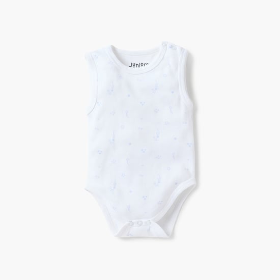 Juniors Space Print Sleeveless Bodysuit with Snap Button Closure - Set of 3