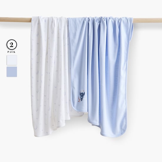 Juniors Printed Receiving Blanket - Set of 2 - 70x70 cm