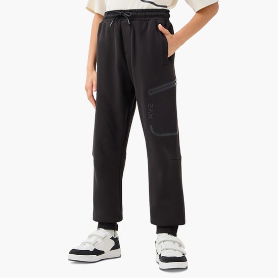 Kappa XYZ Logo Print Joggers with Pockets and Drawstring Closure