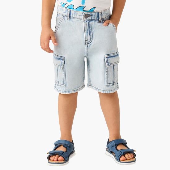 Juniors Solid Denim Shorts with Pockets