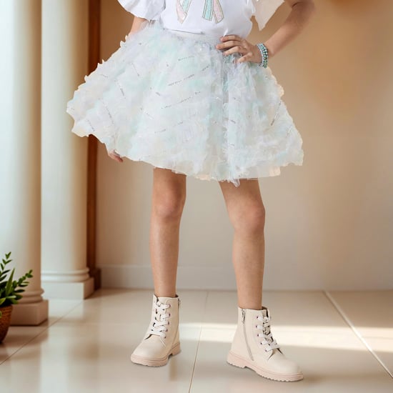 Juniors Sequinned Skirt with Ruffles and Elasticated Waistband