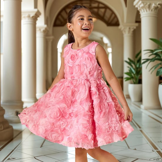 Juniors All-Over Floral Accent Sleeveless Dress