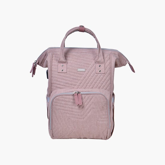 Juniors Quilted Diaper Backpack with Adjustable Straps and Zip Closure