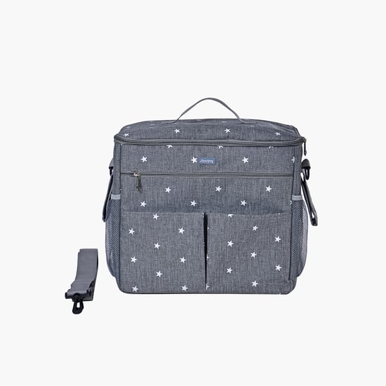 Juniors Star Print Diaper Bag with Detachable Strap and Zip Closure