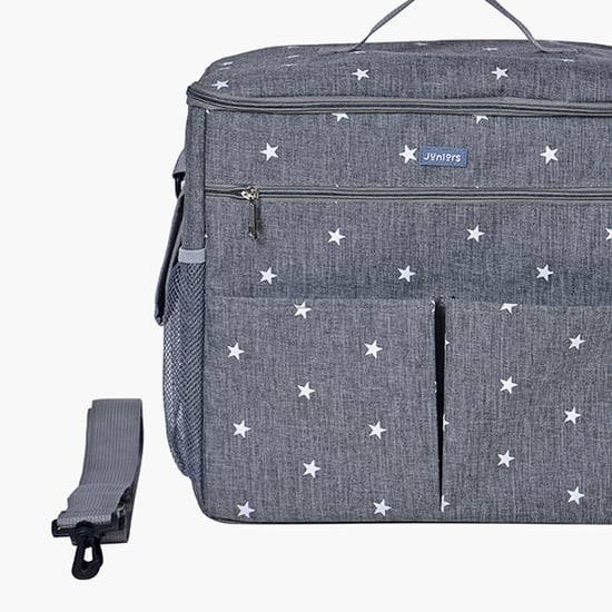 Juniors Star Print Diaper Bag with Detachable Strap and Zip Closure