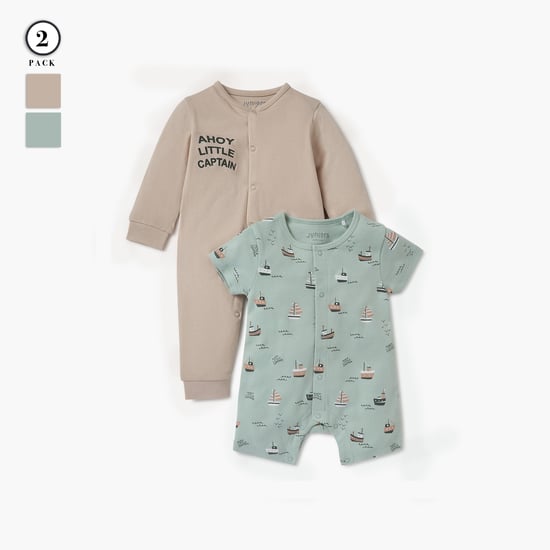Juniors 2-Piece Printed Sleepsuit and Romper Set