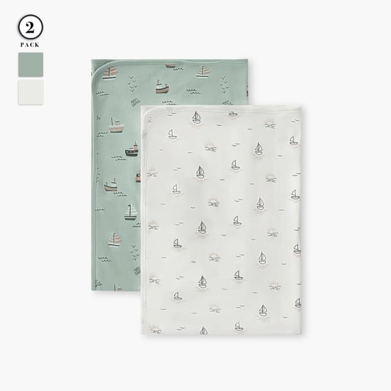Juniors Nautica Print Receiving Blanket - Set of 2 - 70x70 cm