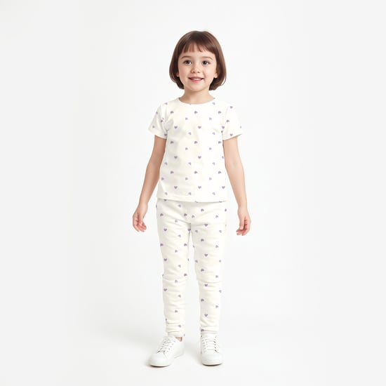 Juniors Heart Print T-shirt and Pyjama Set