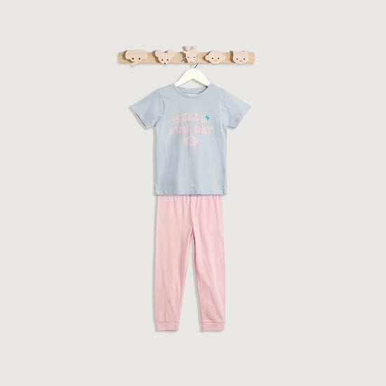 Juniors Printed T-shirt and Pyjama Set