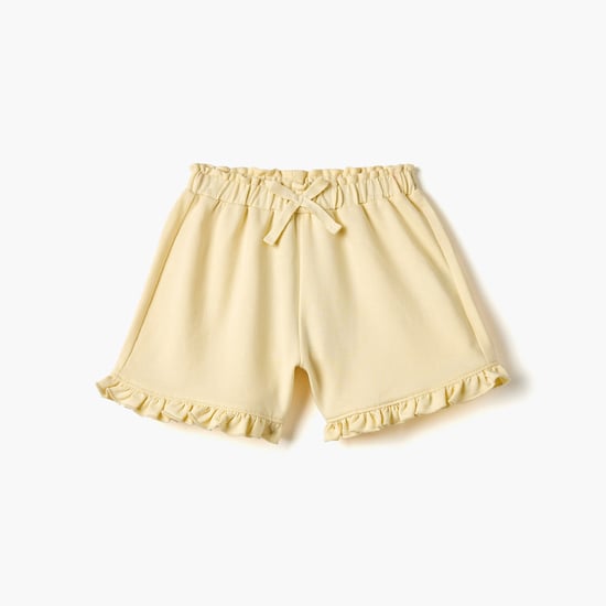 Juniors Solid Shorts with Bow and Ruffle Detail