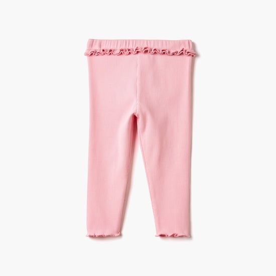 Juniors Ribbed Leggings with Ruffle Detail