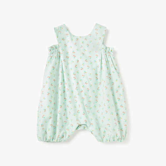 Juniors Floral Print Romper with Button Closure