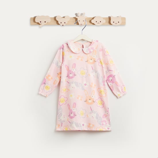Juniors Bunny Print Peter Pan Collar Night Dress