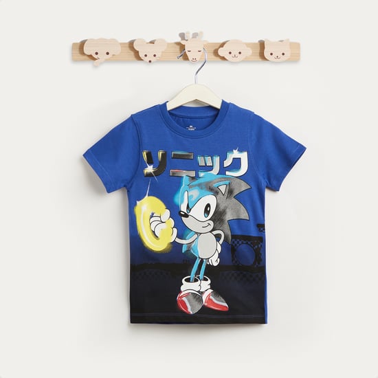 Juniors Sonic Screen Print T-shirt with Short Sleeves