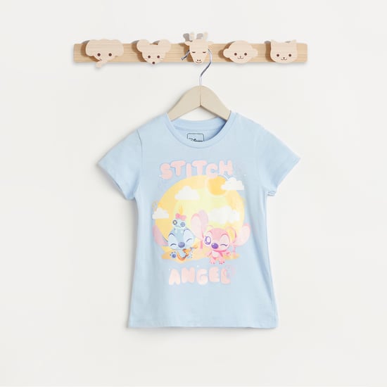 Juniors Stitch and Angel Print T-shirt