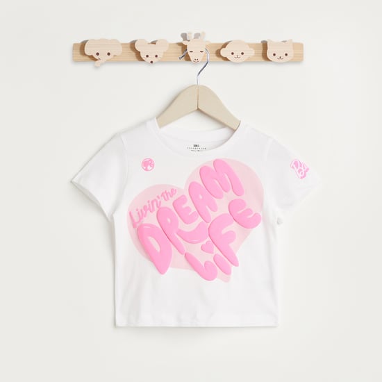 Juniors Barbie Embossed Print T-shirt