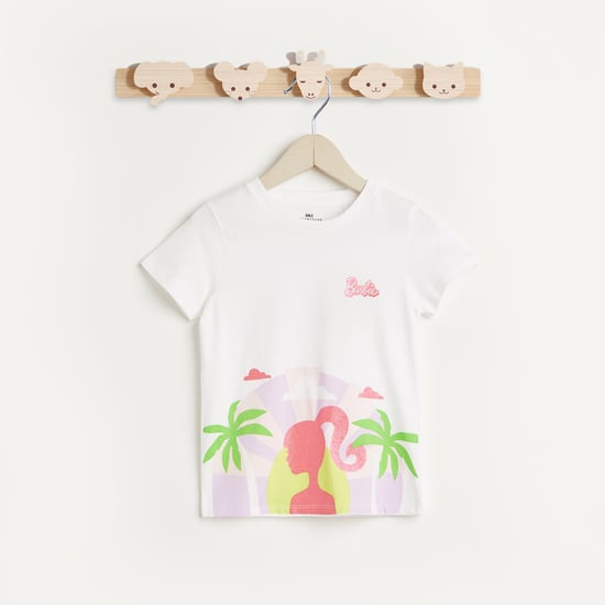 Juniors Barbie Glitter Print T-shirt