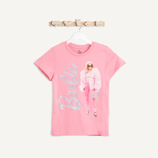 Juniors Barbie Glitter Print T-shirt